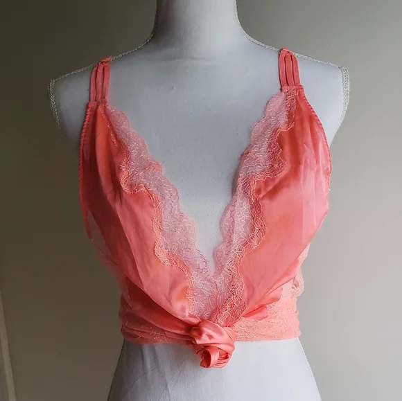 Victoria's secret bright coral sheer slip dress. - Picture 2 of 5